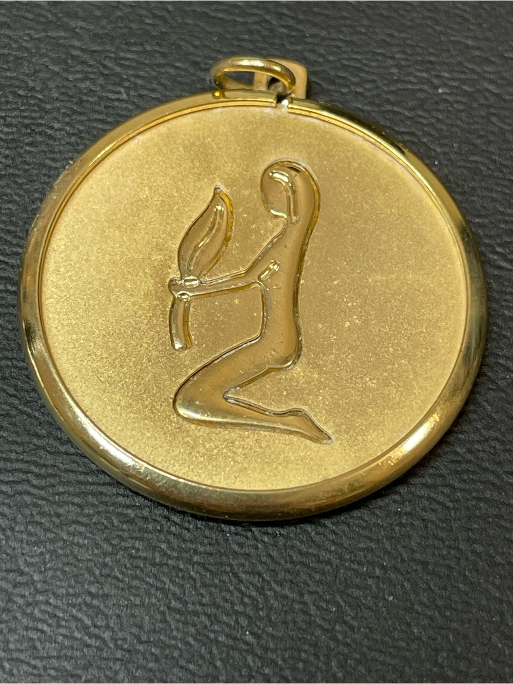 VTG Signed Trifari Virgo Zodiac Medallion Coin Pendant Gold@